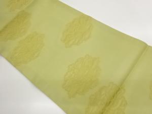 紗金糸　抽象花模様織り出し開き名古屋帯(額縁仕立て)